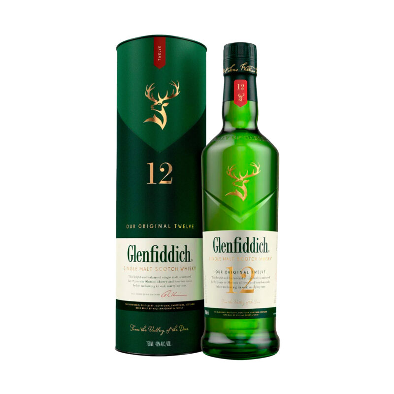 WHISKY GLENFIDDICH <br>SINGLE MALT 12 AÑOS 750 ml.